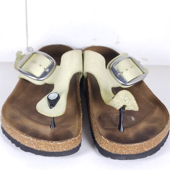 Birkenstock Women's Gizeh Big Buckle EU42 US11 Nubuck Faded Lime Thong Sandals - Picture 5 of 16